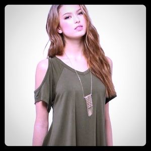 Anthropologie Hummingbird Cold Shoulder Top